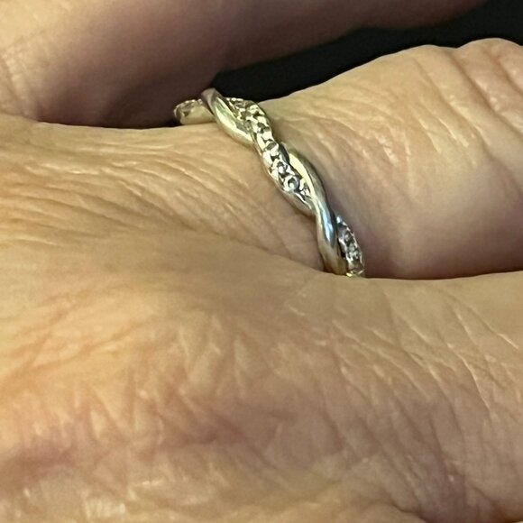 Sterling Silver & Cubic Zirconia Eternity Band – Size 7.75, Stamped 925 - Picture 3 of 7